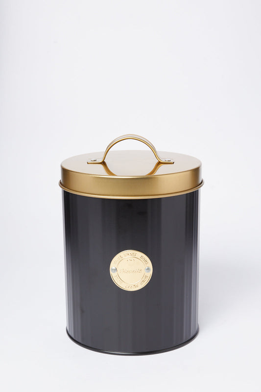 Redtag-Black-Round-Biscuits-Canister-Category:Canisters-And-Jars,-Colour:Black,-Deals:New-In,-Dept:Home,-Filter:Home-Dining,-HMW-DIN-Storage,-New-In-HMW-DIN,-Non-Sale,-S23A,-Section:Homewares-Home-Dining-