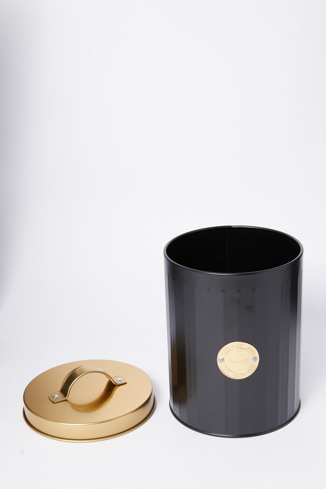 Redtag-Black-Round-Biscuits-Canister-Category:Canisters-And-Jars,-Colour:Black,-Deals:New-In,-Dept:Home,-Filter:Home-Dining,-HMW-DIN-Storage,-New-In-HMW-DIN,-Non-Sale,-S23A,-Section:Homewares-Home-Dining-