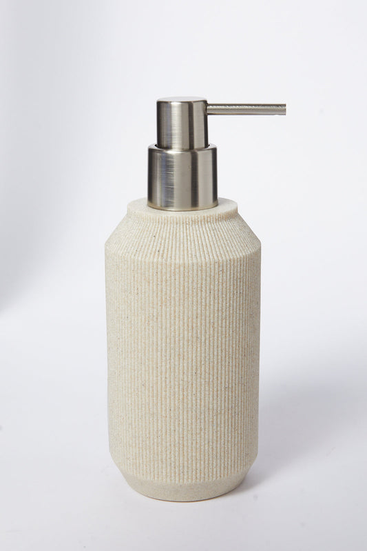 Redtag-Beige-Sandstone-Lotion-Dispenser-Category:Toiletry-Sets,-Colour:Beige,-Deals:New-In,-Dept:Home,-Filter:Home-Bathroom,-HMW-BAC-Bath-Accessories,-New-In-HMW-BAC,-Non-Sale,-S23B,-Section:Homewares-Home-Bathroom-