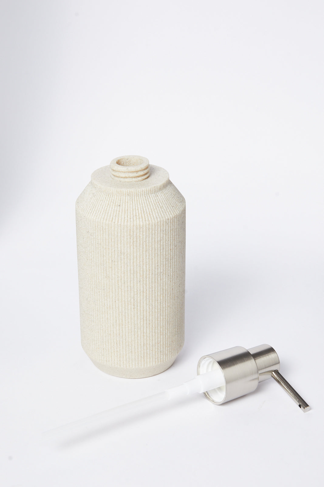 Redtag-Beige-Sandstone-Lotion-Dispenser-Category:Toiletry-Sets,-Colour:Beige,-Deals:New-In,-Dept:Home,-Filter:Home-Bathroom,-HMW-BAC-Bath-Accessories,-New-In-HMW-BAC,-Non-Sale,-S23B,-Section:Homewares-Home-Bathroom-