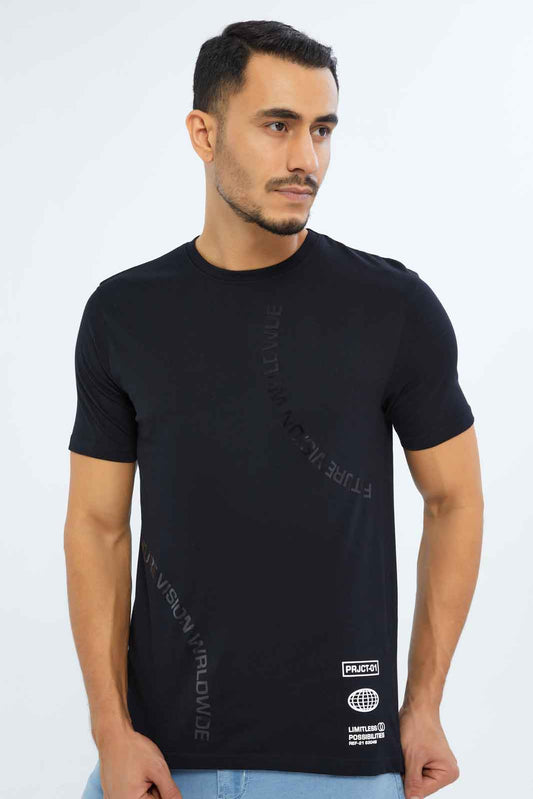 Redtag-Men-Black-Gel-Print-T-Shirt-Category:T-Shirts,-Colour:Black,-Deals:New-In,-Dept:Menswear,-Filter:Men's-Clothing,-Men-T-Shirts,-New-In-Men-APL,-Non-Sale,-S23B,-Section:Men-Men's-