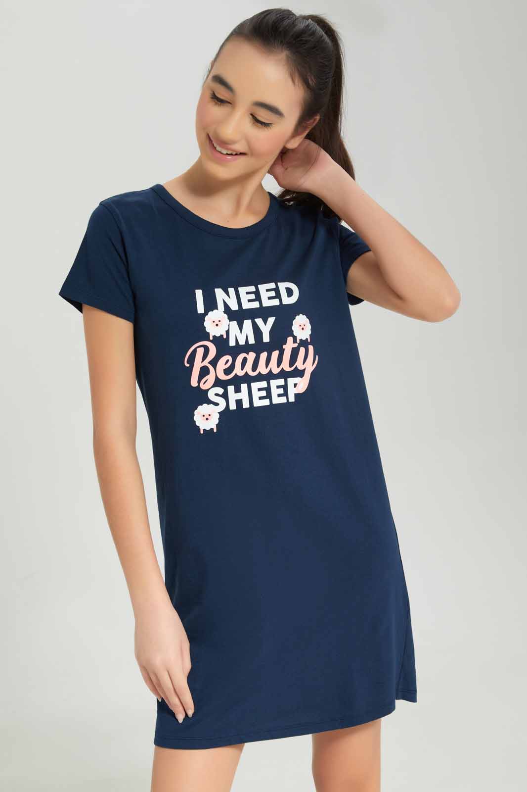 Redtag-Girls-Navy-Nightdress-Category:Nightshirts,-Colour:Navy,-Deals:New-In,-Dept:Girls,-Filter:Senior-Girls-(8-to-14-Yrs),-GSR-Nightshirts,-New-In-GSR-APL,-Non-Sale,-S23A,-Section:Girls-(0-to-14Yrs)-Senior-Girls-9 to 14 Years