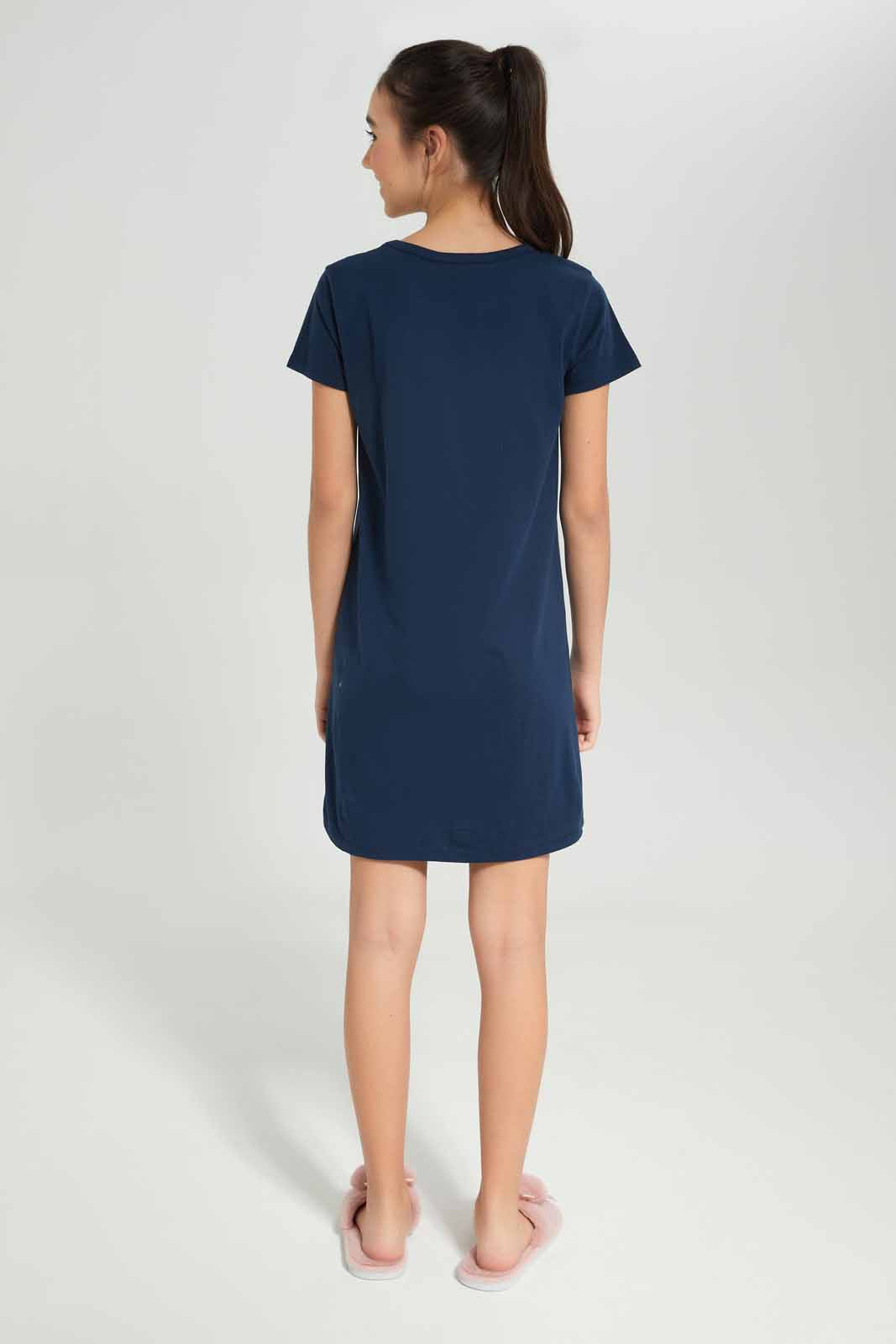 Redtag-Girls-Navy-Nightdress-Category:Nightshirts,-Colour:Navy,-Deals:New-In,-Dept:Girls,-Filter:Senior-Girls-(8-to-14-Yrs),-GSR-Nightshirts,-New-In-GSR-APL,-Non-Sale,-S23A,-Section:Girls-(0-to-14Yrs)-Senior-Girls-9 to 14 Years