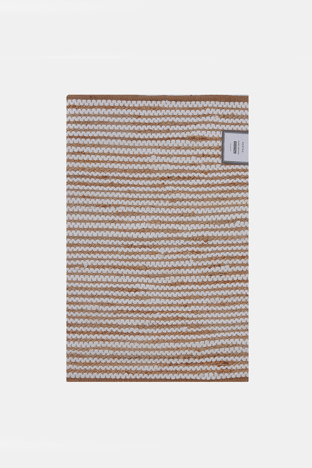 Redtag-Beige-Cotton-Jute-Stripe-Dhurrie-Category:Rugs,-Colour:Beige,-Deals:New-In,-Dept:Home,-Filter:Home-Decor,-HMW-HOM-Rugs-&-Door-Mats,-New-In-HMW-HOM,-Non-Sale,-S23A,-Section:Homewares-Home-Decor-