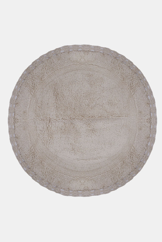 Redtag-Cream-Cotton-Tufted-Crochet-Round-Dhurrie-Category:Rugs,-Colour:Cream,-Deals:New-In,-Dept:Home,-Filter:Home-Decor,-HMW-HOM-Rugs-&-Door-Mats,-New-In-HMW-HOM,-Non-Sale,-S23A,-Section:Homewares-Home-Decor-
