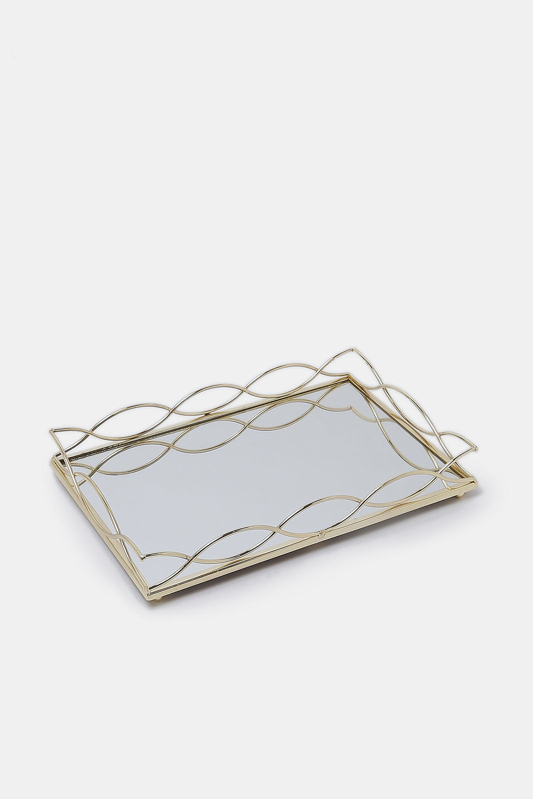 Redtag-Gold-Rectangle-Mirror-Metal-Tray-Category:Trays,-Colour:Gold,-Deals:New-In,-Dept:Home,-Filter:Home-Decor,-HMW-HOM-Decorative-Accessories,-New-In-HMW-HOM,-Non-Sale,-S23A,-Section:Homewares-Home-Decor-