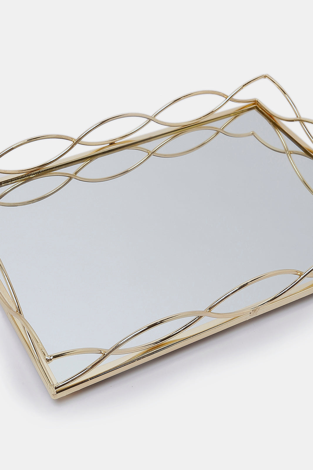 Redtag-Gold-Rectangle-Mirror-Metal-Tray-Category:Trays,-Colour:Gold,-Deals:New-In,-Dept:Home,-Filter:Home-Decor,-HMW-HOM-Decorative-Accessories,-New-In-HMW-HOM,-Non-Sale,-S23A,-Section:Homewares-Home-Decor-