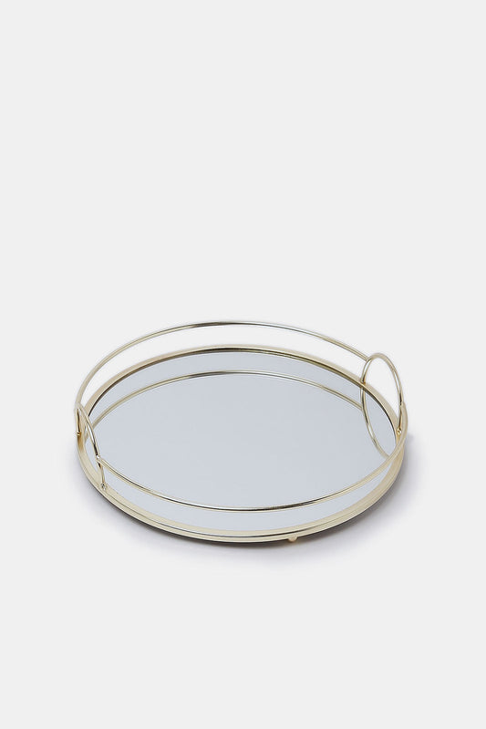 Redtag-Gold-Round-Mirror-Metal-Tray-Category:Trays,-Colour:Gold,-Deals:New-In,-Dept:Home,-Filter:Home-Decor,-HMW-HOM-Decorative-Accessories,-New-In-HMW-HOM,-Non-Sale,-S23A,-Section:Homewares-Home-Decor-