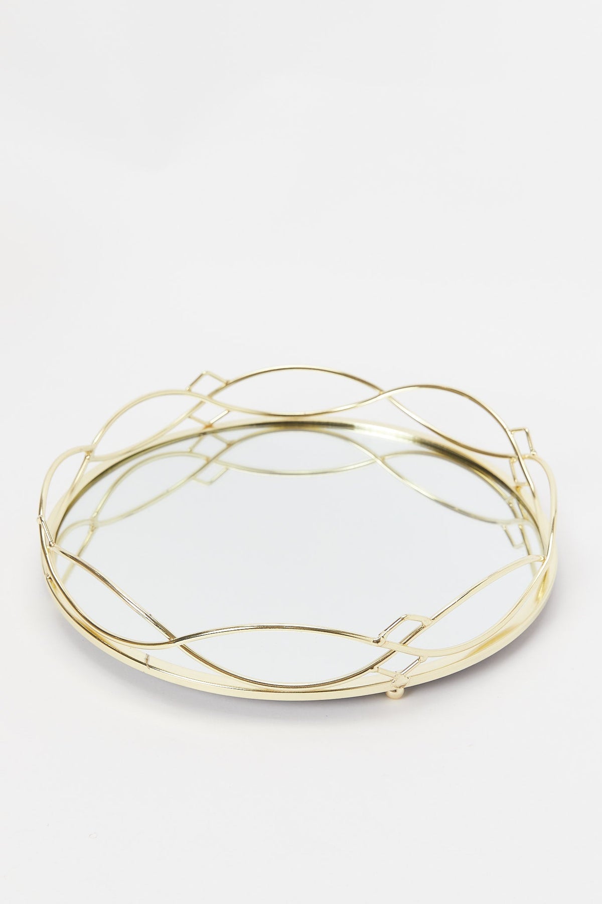 Redtag-Gold-Round-Metal-Tray-With-Mirror-Category:Trays,-Colour:Gold,-Deals:New-In,-Dept:Home,-Filter:Home-Decor,-H1:HMW,-H2:HOM,-H3:DEA,-H4:GIW,-HMW-HOM-Decorative-Accessories,-New-In-HMW-HOM,-Non-Sale,-S23B,-Season:S23B,-Section:Homewares,-Style:METAL-RANGE-Home-Decor-