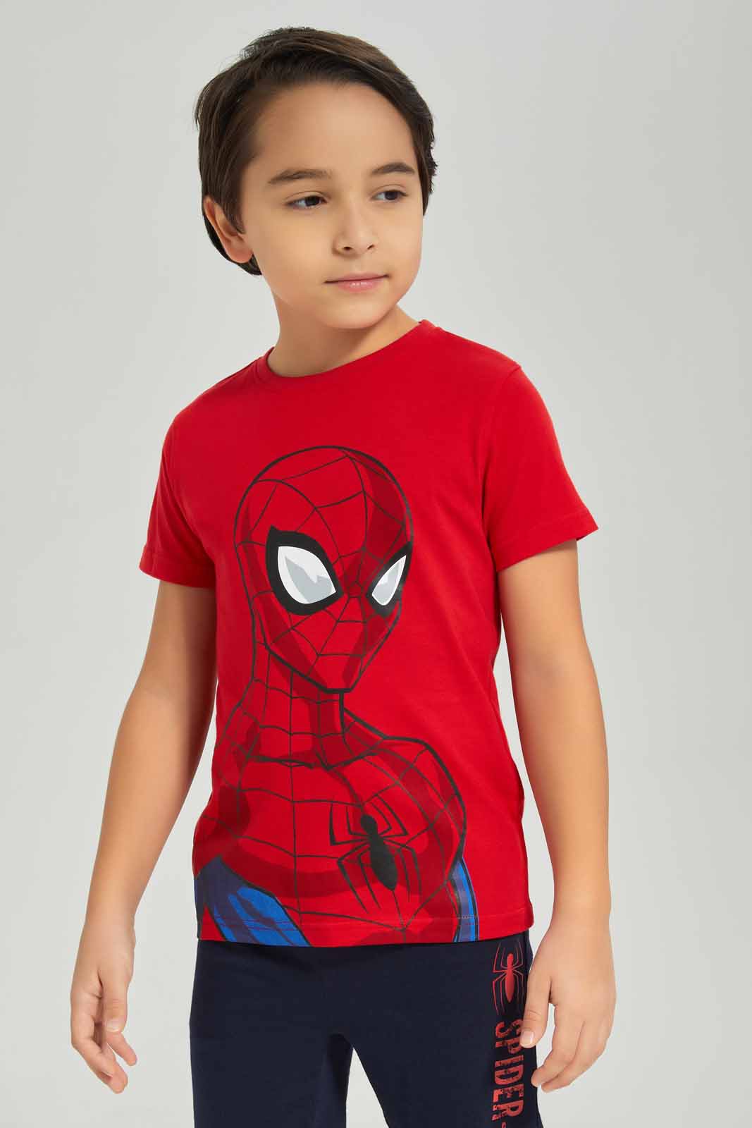 Redtag-Boys-Red-Spiderman-T-Shirt-And-Shorts-Pyjama-Set-BOY-Pyjama-Sets,-Category:Pyjama-Sets,-CHA,-Colour:Red,-Deals:New-In,-Dept:Boys,-Filter:Boys-(2-to-8-Yrs),-New-In-BOY-APL,-Non-Sale,-S23A,-Section:Boys-(0-to-14Yrs)-Boys-2 to 8 Years