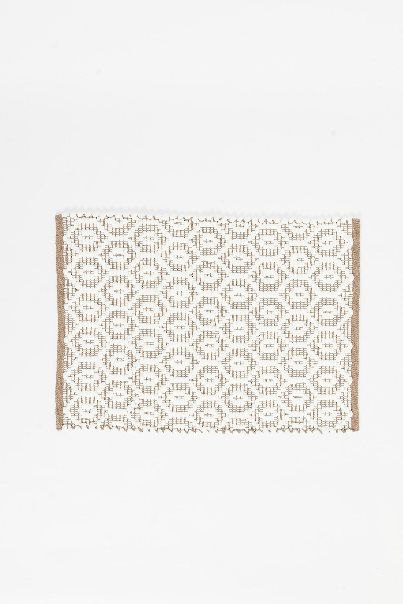 Redtag-Beige-Diamond-Pattern-Cotton-Dhurrie-Category:Rugs,-Colour:Beige,-Deals:New-In,-Dept:Home,-Filter:Home-Decor,-HMW-HOM-Rugs-&-Door-Mats,-New-In-HMW-HOM,-Non-Sale,-S23B,-Section:Homewares-Home-Decor-