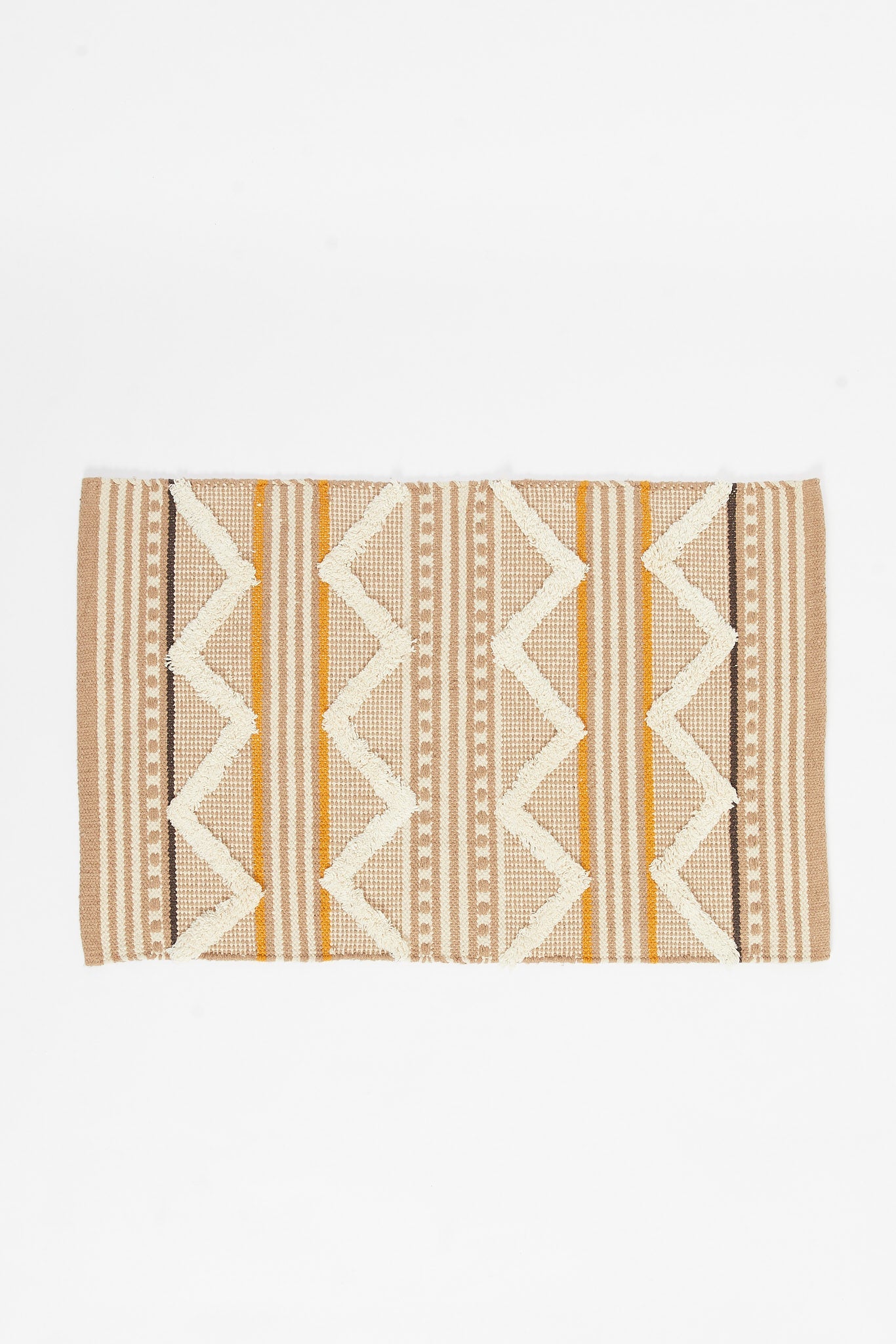 Redtag-Black-And-White-Cotton-Tufted-Zigzag-Pattern-Dhurrie-Category:Rugs,-Colour:Black,-Deals:New-In,-Dept:Home,-Filter:Home-Decor,-HMW-HOM-Rugs-&-Door-Mats,-New-In-HMW-HOM,-Non-Sale,-S23B,-Section:Homewares-Home-Decor-