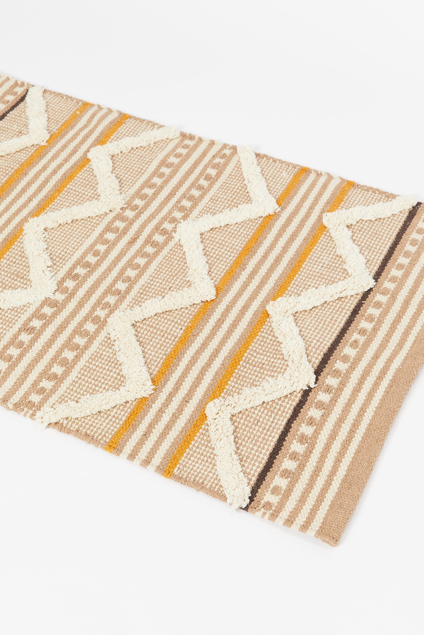 Redtag-Black-And-White-Cotton-Tufted-Zigzag-Pattern-Dhurrie-Category:Rugs,-Colour:Black,-Deals:New-In,-Dept:Home,-Filter:Home-Decor,-HMW-HOM-Rugs-&-Door-Mats,-New-In-HMW-HOM,-Non-Sale,-S23B,-Section:Homewares-Home-Decor-