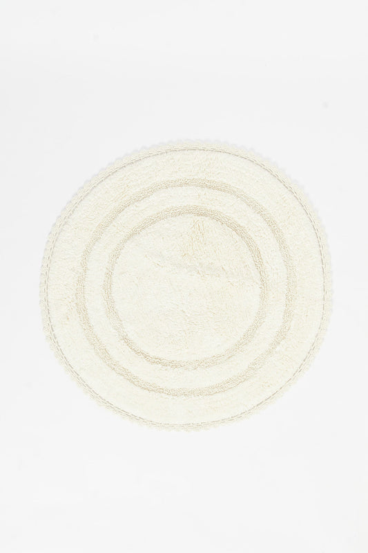 Redtag-Creme-Cotton-Tufted-Crochet-Round-Dhurrie-Category:Rugs,-Colour:Cream,-Deals:New-In,-Dept:Home,-Filter:Home-Decor,-HMW-HOM-Rugs-&-Door-Mats,-New-In-HMW-HOM,-Non-Sale,-S23B,-Section:Homewares-Home-Decor-