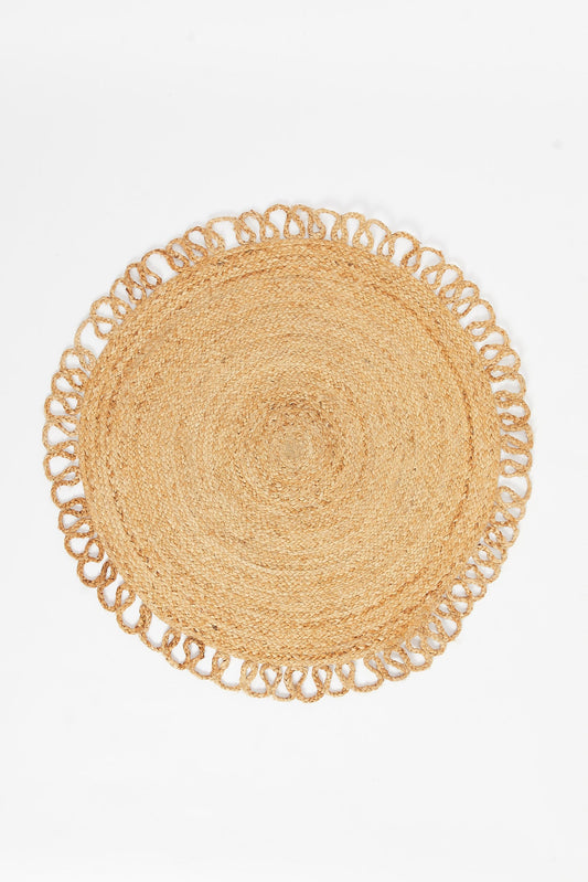 Redtag-Brown-Jute-Round-Dhurrie-With-Twisted-Edge-Category:Rugs,-Colour:Brown,-Deals:New-In,-Dept:Home,-Filter:Home-Decor,-HMW-HOM-Rugs-&-Door-Mats,-New-In-HMW-HOM,-Non-Sale,-S23B,-Section:Homewares-Home-Decor-