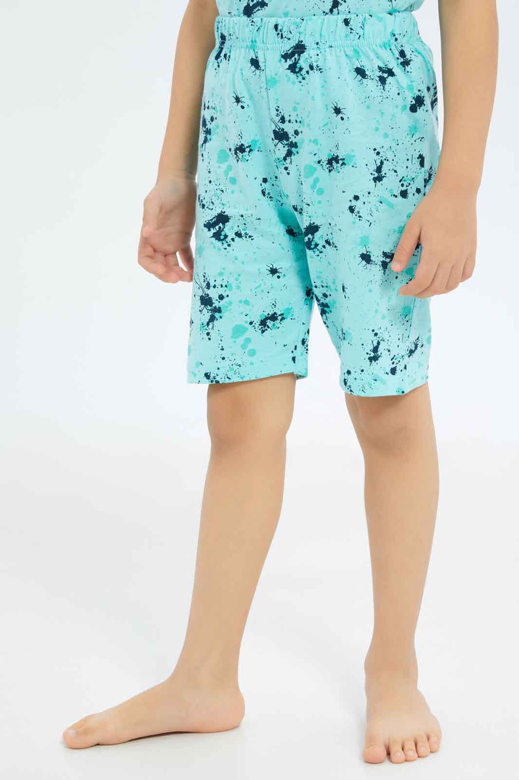 Redtag-Boys-Mint-Splat-Print-Pyjama-Set-BOY-Pyjama-Sets,-Category:Pyjama-Sets,-Colour:Mint,-Deals:New-In,-Dept:Boys,-Filter:Boys-(2-to-8-Yrs),-New-In-BOY-APL,-Non-Sale,-S23A,-Section:Boys-(0-to-14Yrs)-Boys-2 to 8 Years