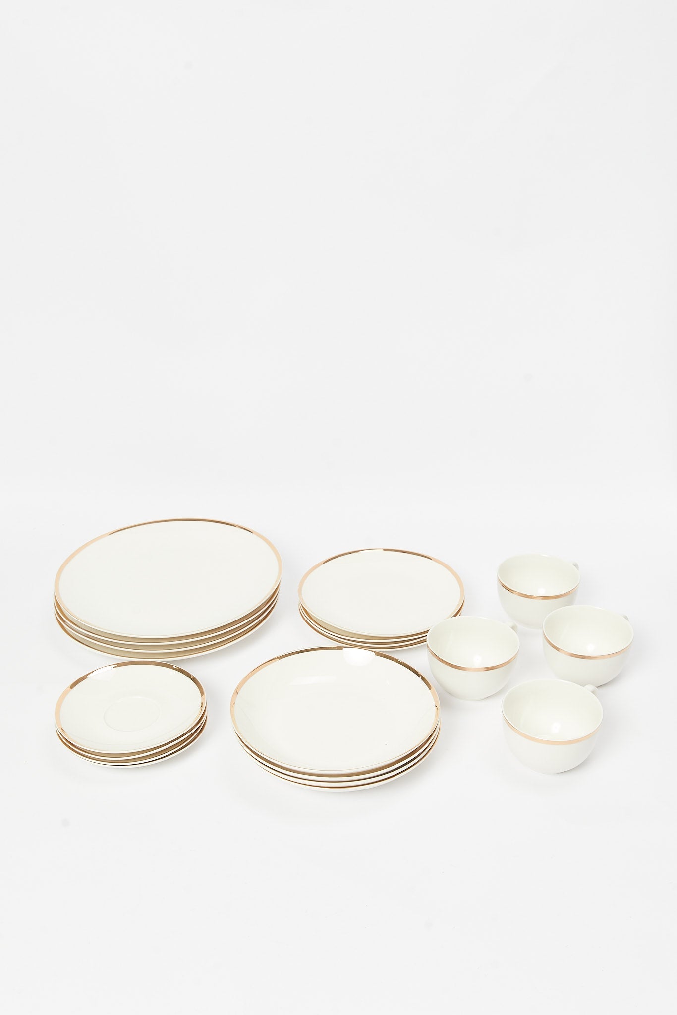Redtag-White-Coupe-Dinner-Set-With-Gold-Rim-(-20-Piece)-Category:Dinner-Sets,-Colour:White,-Deals:New-In,-Dept:Home,-Filter:Home-Dining,-HMW-DIN-Crockery,-New-In-HMW-DIN,-Non-Sale,-S23B,-Section:Homewares-Home-Dining-