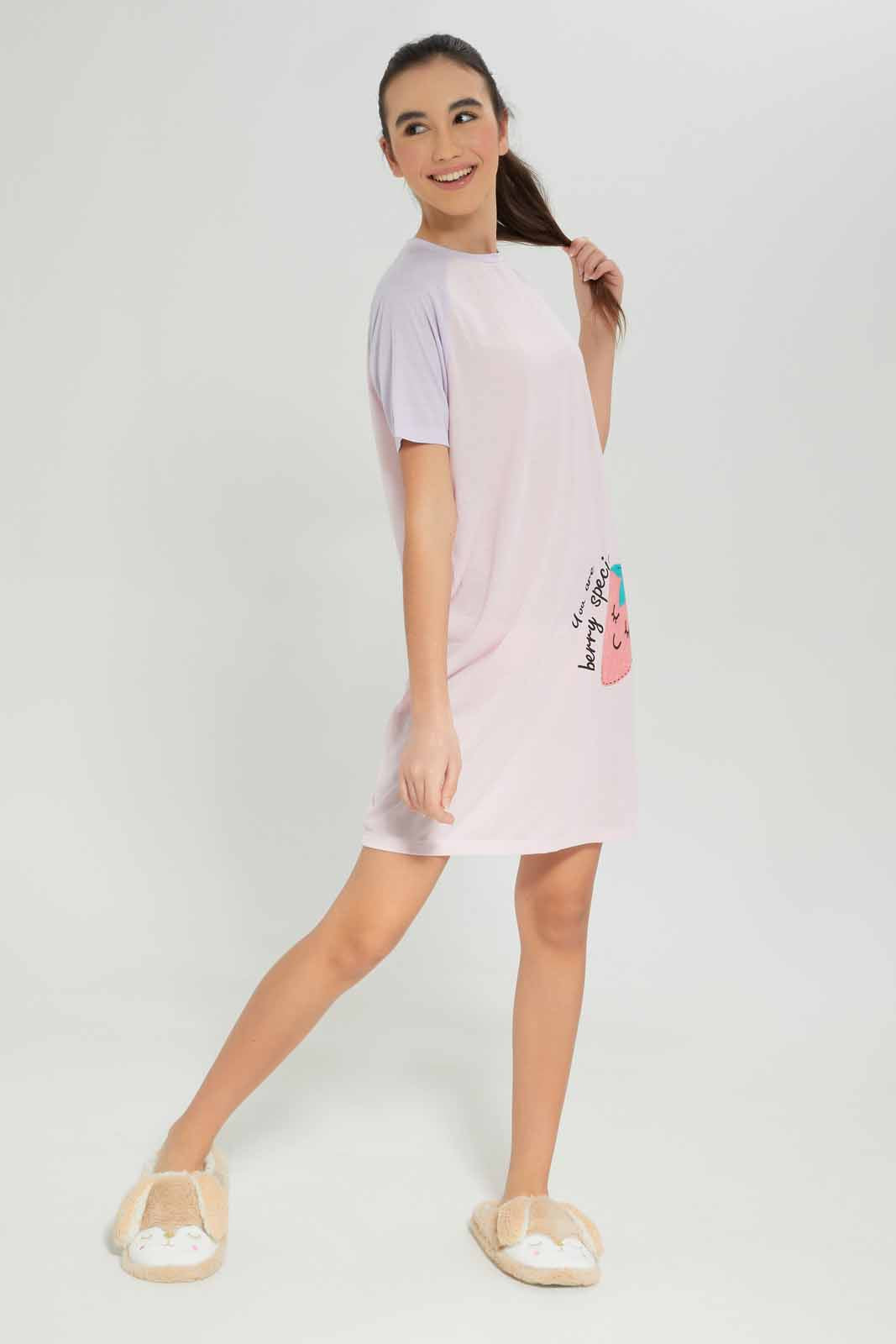 Redtag-Girls-Pink/Purple-Raglan-Nightdress-Category:Nightshirts,-Colour:Assorted,-Deals:New-In,-Dept:Girls,-Filter:Senior-Girls-(8-to-14-Yrs),-GSR-Nightshirts,-New-In-GSR-APL,-Non-Sale,-S23A,-Section:Girls-(0-to-14Yrs)-Senior-Girls-9 to 14 Years
