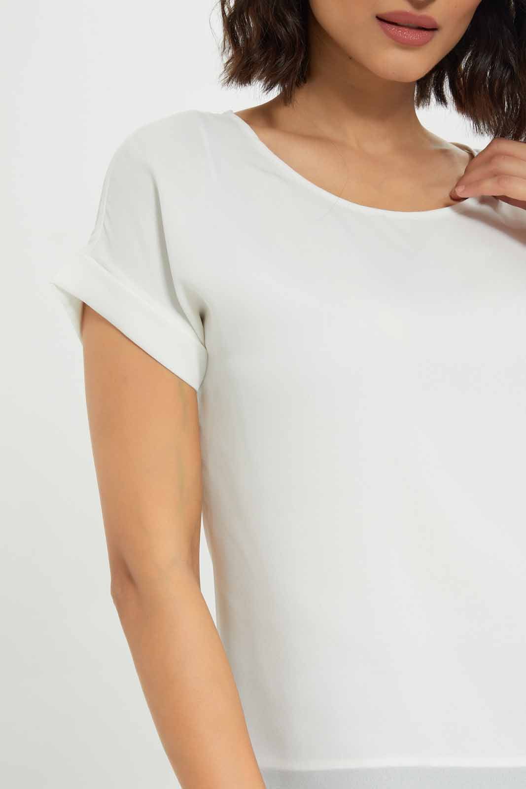 Redtag-Women-White-Epp-Woven-Tee-Category:Blouses,-Colour:White,-Deals:New-In,-Dept:Ladieswear,-Filter:Women's-Clothing,-New-In-Women-APL,-Non-Sale,-S23A,-Section:Women,-Women-Blouses-Women's-