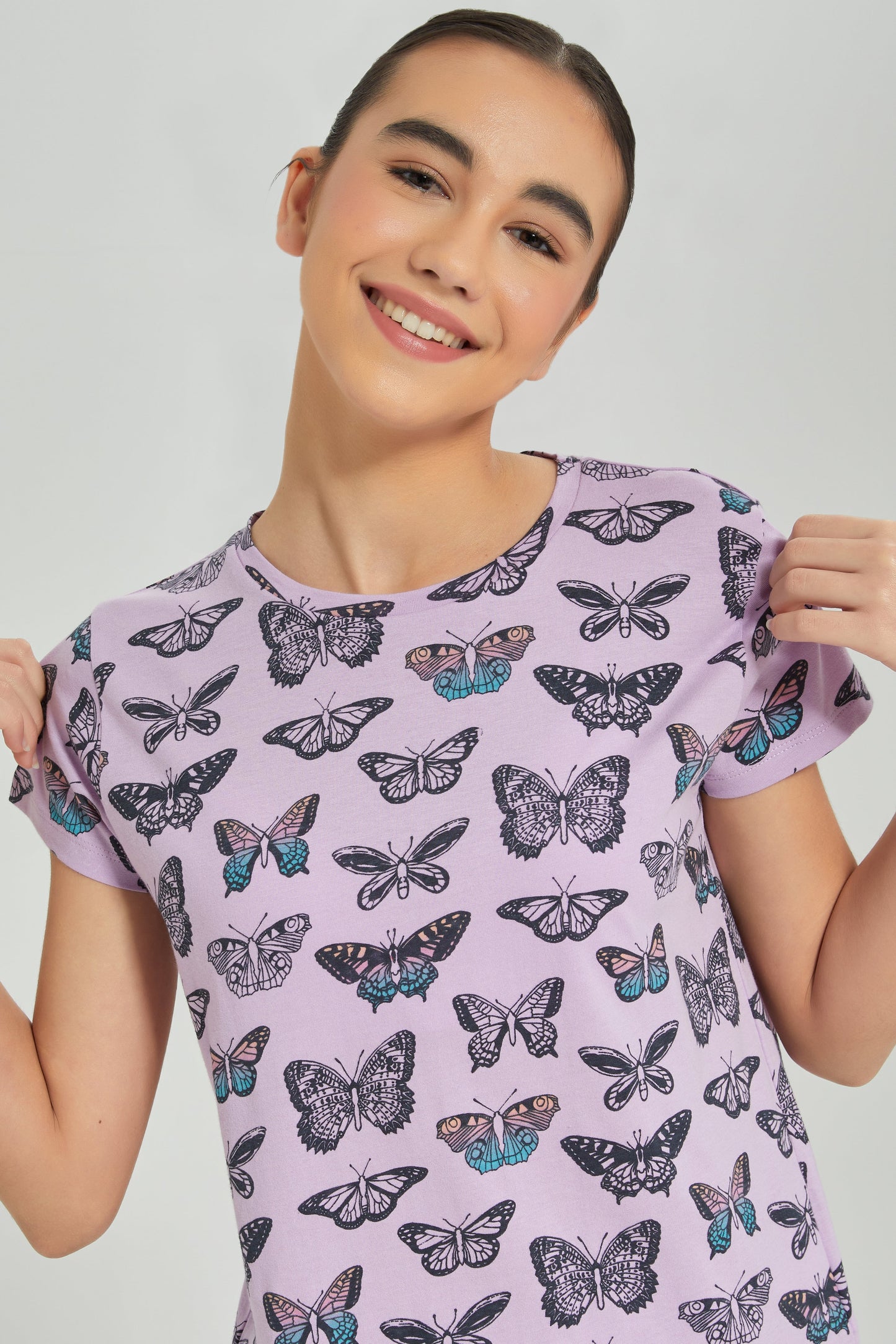 Senior Girls Purple Butterfly Print Pyjama Set (2 Piece)
