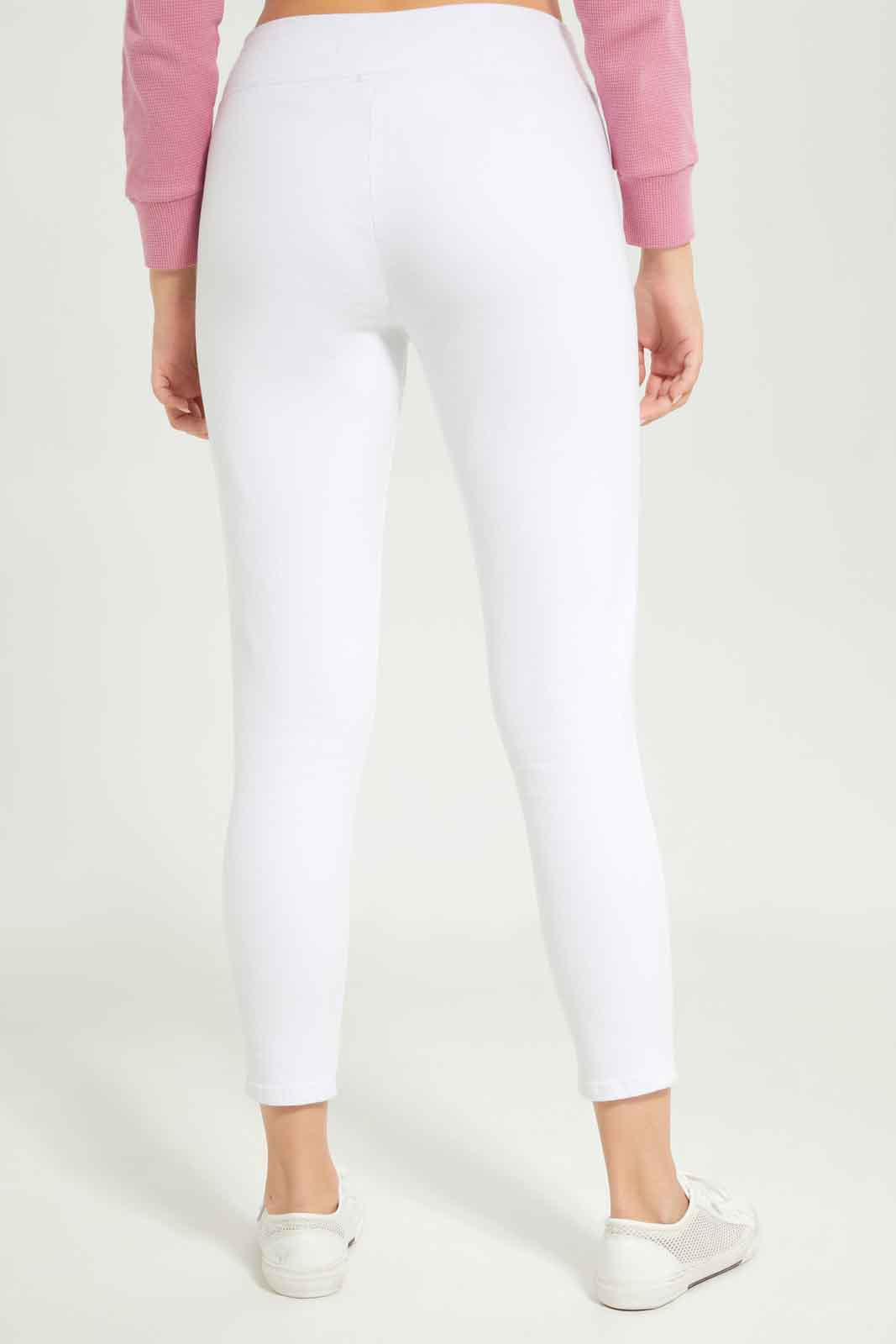 Women White Skinny Mid Waist Jeans