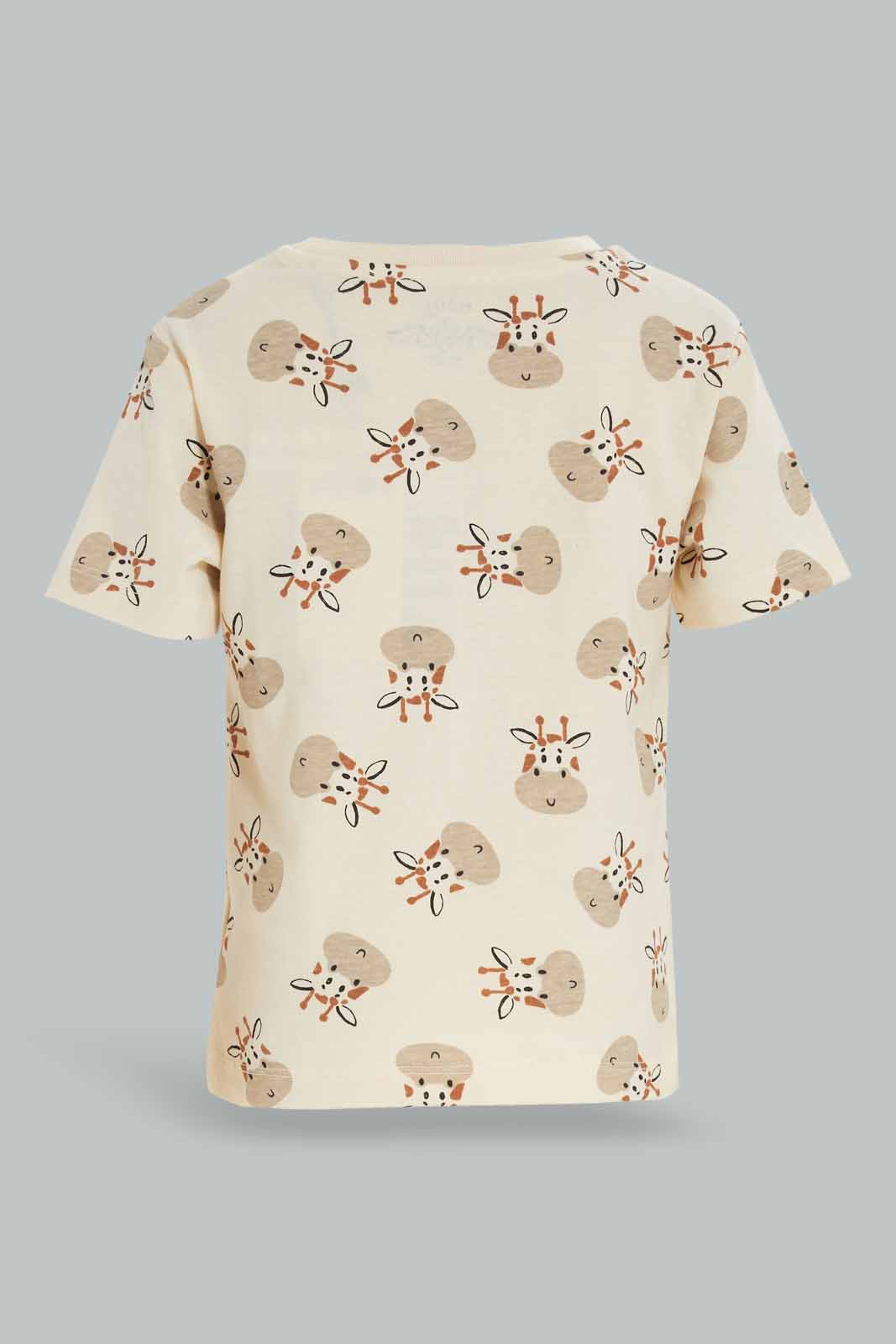 Redtag-Boys-2-Pack-Stone-Giraffe-And-Rust-Aop-Short-Slv-Tshirt-Category:T-Shirts,-Colour:Brown,-Deals:New-In,-Dept:Boys,-Filter:Infant-Boys-(3-to-24-Mths),-INB-T-Shirts,-New-In-INB-APL,-Non-Sale,-S23A,-Section:Boys-(0-to-14Yrs)-Infant-Boys-3 to 24 Months