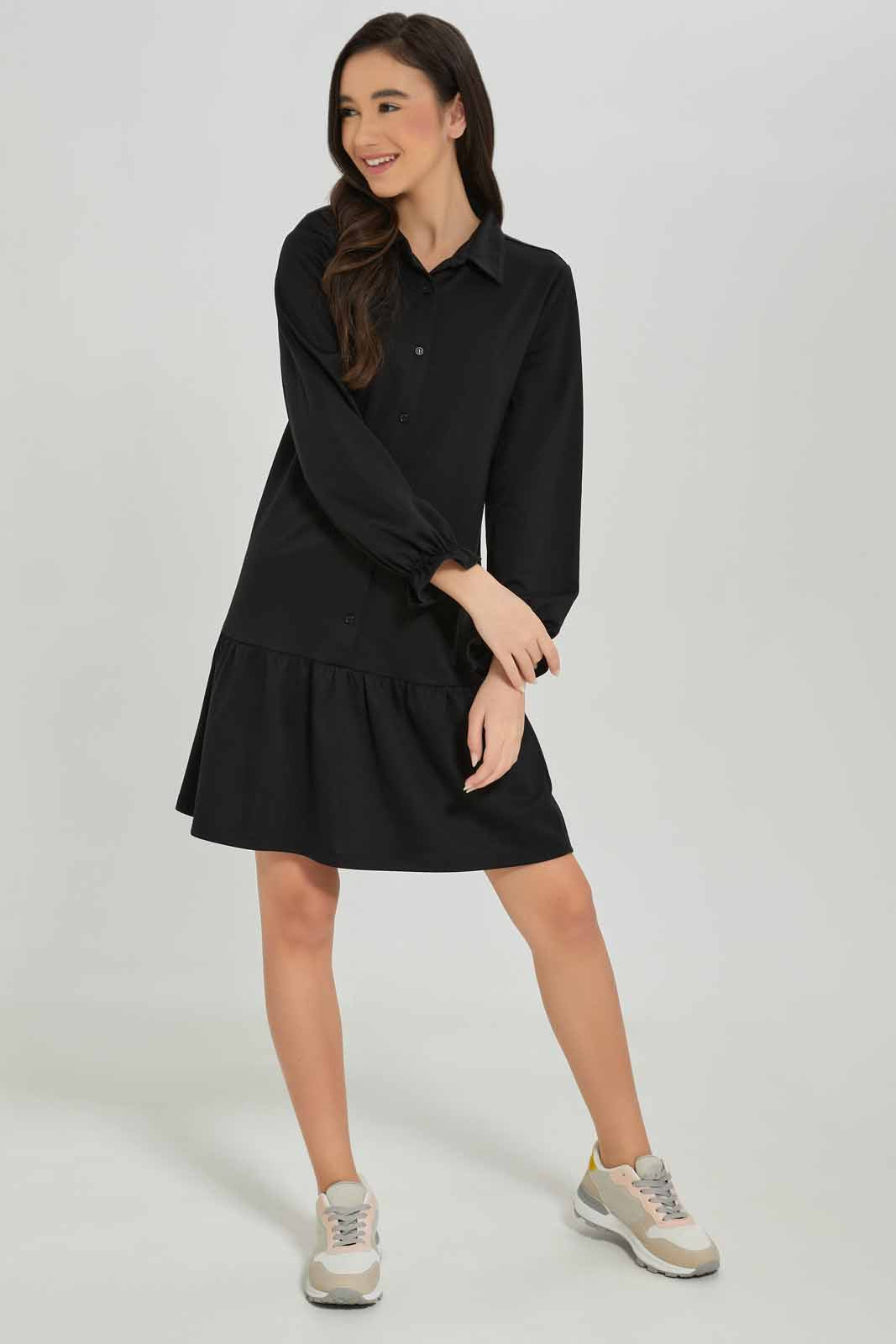 Redtag-Girls-Grey-Melange-L/S-Loose-Knit-Dress-Category:Dresses,-Colour:Grey,-Deals:New-In,-Dept:Girls,-Filter:Senior-Girls-(8-to-14-Yrs),-GSR-Dresses,-New-In-GSR-APL,-Non-Sale,-S23A,-Section:Girls-(0-to-14Yrs)-Senior-Girls-9 to 14 Years