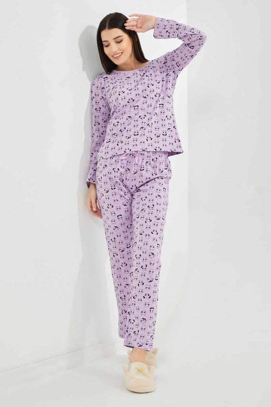 Redtag-Women-Purple-Color-Aop-Short-Sleeves-Pajama-Set-Category:Pyjama-Sets,-Colour:Purple,-Deals:New-In,-Dept:Ladieswear,-Filter:Women's-Clothing,-New-In-Women-APL,-Non-Sale,-S23A,-Section:Women,-TBL,-Women-Pyjama-Sets--
