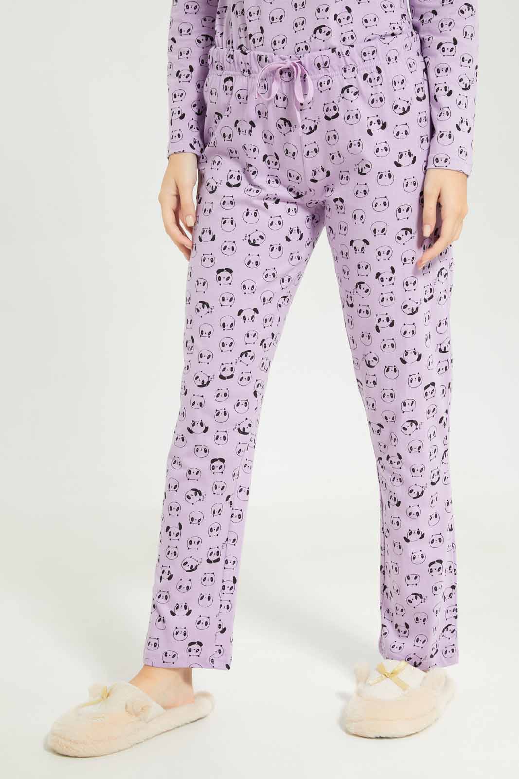 Redtag-Women-Purple-Color-Aop-Short-Sleeves-Pajama-Set-Category:Pyjama-Sets,-Colour:Purple,-Deals:New-In,-Dept:Ladieswear,-Filter:Women's-Clothing,-New-In-Women-APL,-Non-Sale,-S23A,-Section:Women,-TBL,-Women-Pyjama-Sets--