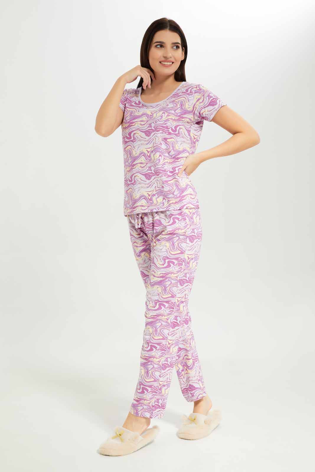 Women Purple Pyjama Set (2 Piece)