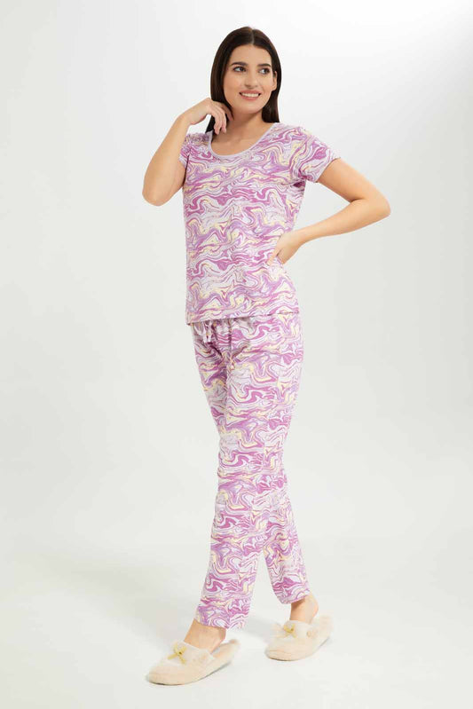 Women Purple Pyjama Set (2 Piece)