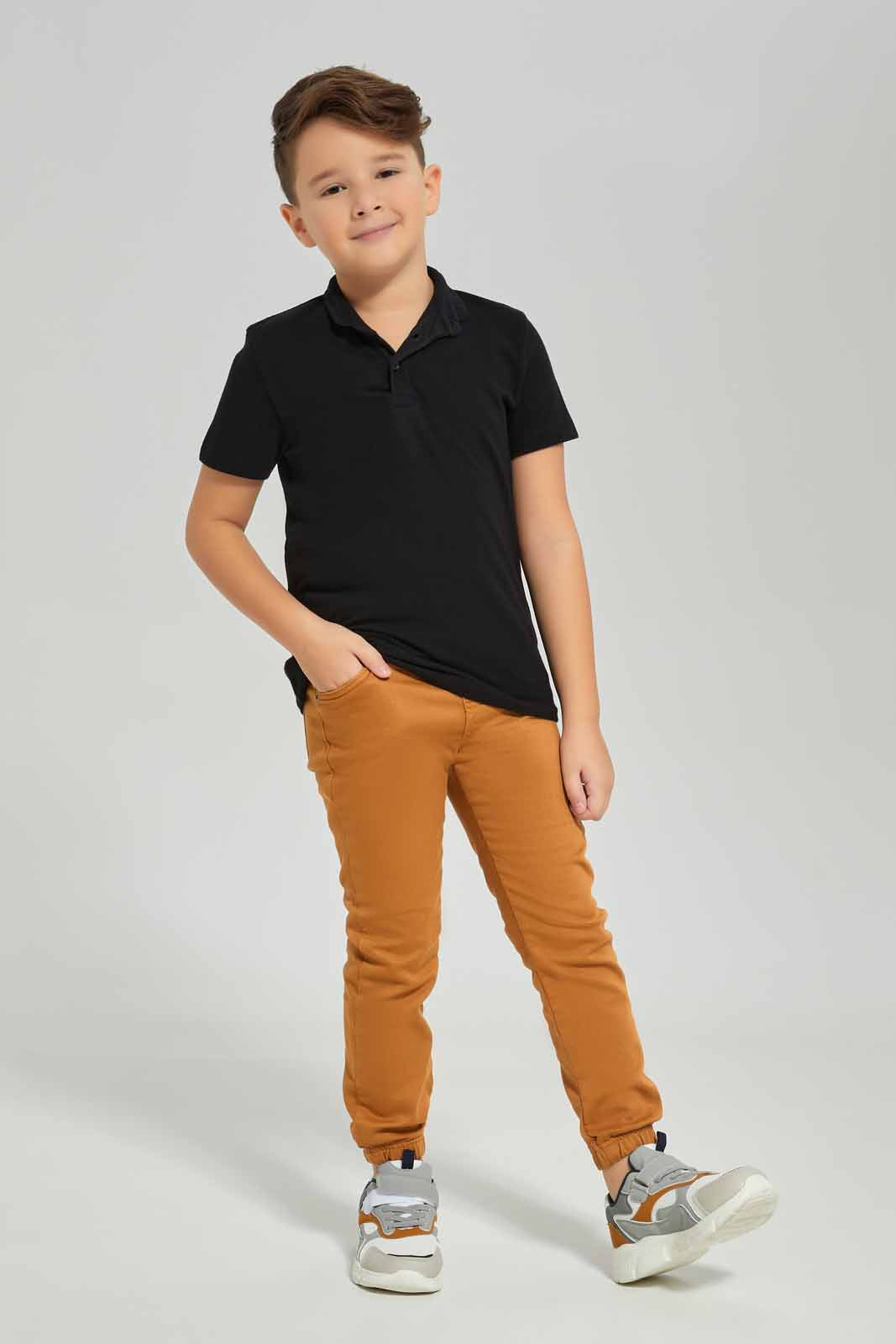 Redtag-Boys-Black-Stand-Up-Collar-Polo-Shirt-BOY-Polo-T-Shirts,-Category:Polo-T-Shirts,-Colour:Black,-Deals:New-In,-Dept:Boys,-Filter:Boys-(2-to-8-Yrs),-New-In-BOY-APL,-Non-Sale,-S23A,-Section:Boys-(0-to-14Yrs),-VLM-Boys-2 to 8 Years