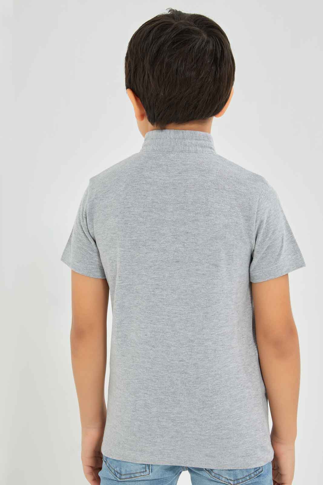 Redtag-Boys-Grey-Stand-Up-Collar-Polo-Shirt-BOY-Polo-T-Shirts,-Category:Polo-T-Shirts,-Colour:Grey,-Deals:New-In,-Dept:Boys,-Filter:Boys-(2-to-8-Yrs),-New-In-BOY-APL,-Non-Sale,-S23A,-Section:Boys-(0-to-14Yrs),-VLM-Boys-2 to 8 Years