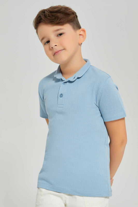 Redtag-Boys-Blue-Stand-Up-Collar-Polo-Shirt-BOY-Polo-T-Shirts,-Category:Polo-T-Shirts,-Colour:Blue,-Deals:New-In,-Dept:Boys,-Filter:Boys-(2-to-8-Yrs),-New-In-BOY-APL,-Non-Sale,-S23A,-Section:Boys-(0-to-14Yrs),-VLM-Boys-2 to 8 Years