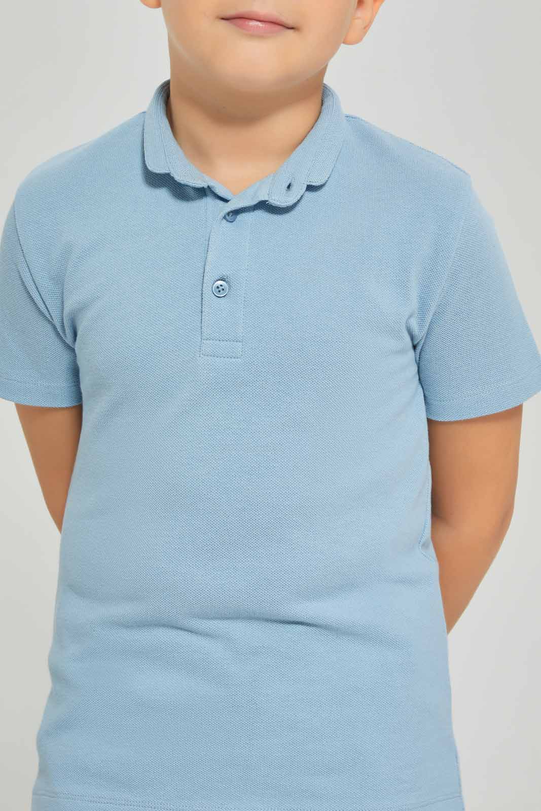Redtag-Boys-Blue-Stand-Up-Collar-Polo-Shirt-BOY-Polo-T-Shirts,-Category:Polo-T-Shirts,-Colour:Blue,-Deals:New-In,-Dept:Boys,-Filter:Boys-(2-to-8-Yrs),-New-In-BOY-APL,-Non-Sale,-S23A,-Section:Boys-(0-to-14Yrs),-VLM-Boys-2 to 8 Years