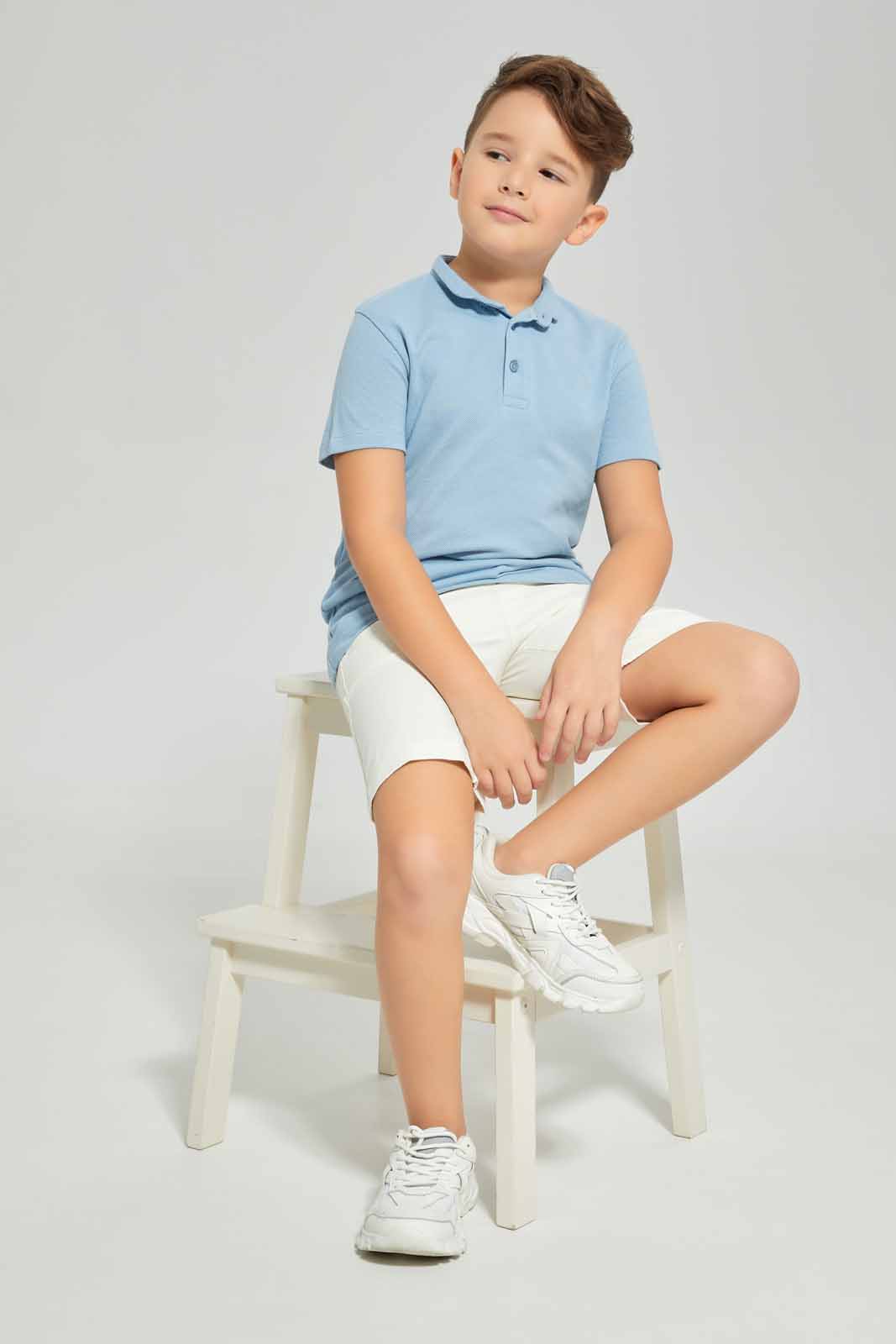 Redtag-Boys-Blue-Stand-Up-Collar-Polo-Shirt-BOY-Polo-T-Shirts,-Category:Polo-T-Shirts,-Colour:Blue,-Deals:New-In,-Dept:Boys,-Filter:Boys-(2-to-8-Yrs),-New-In-BOY-APL,-Non-Sale,-S23A,-Section:Boys-(0-to-14Yrs),-VLM-Boys-2 to 8 Years