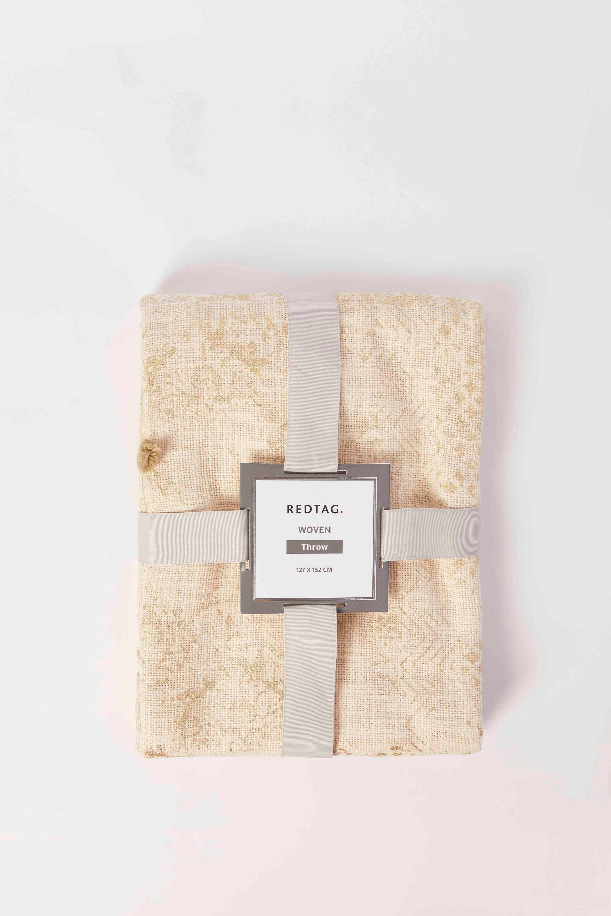 Redtag-Natural/Gold-Foil-Print-Throw-With-Fringes-Category:Throws,-Colour:Gold,-Deals:New-In,-Dept:Home,-Filter:Home-Bedroom,-HMW-BED-Throws,-New-In-HMW-BED,-Non-Sale,-S23A,-Section:Homewares-Home-Bedroom-