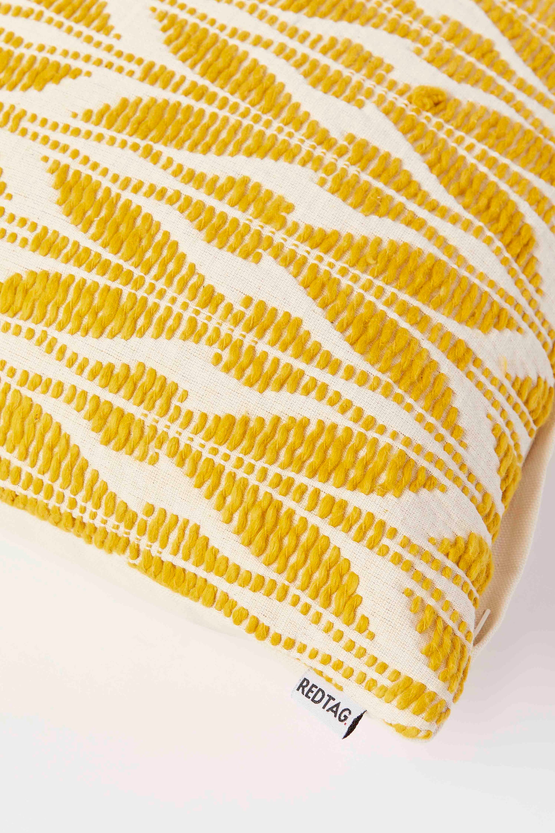 Redtag-Mustard-Yarn-Dyed-Cushion-Category:Cushions,-Colour:Mustard,-Deals:New-In,-Dept:Home,-Filter:Home-Bedroom,-HMW-BED-Cushions,-New-In-HMW-BED,-Non-Sale,-S23A,-Section:Homewares-Home-Bedroom-