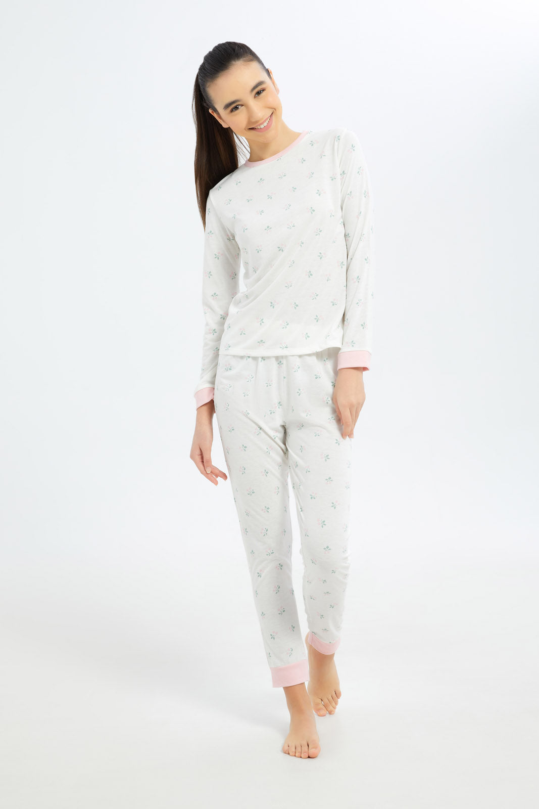 Redtag-Girls-White-Ditsy-Print-L/S-Pajama-Sets-Category:Pyjama-Sets,-Colour:White,-Deals:2-FOR-89,-Deals:New-In,-Dept:Girls,-Filter:Senior-Girls-(8-to-14-Yrs),-GSR-Pyjama-Sets,-H1:KWR,-H2:GSR,-H3:NWR,-H4:PJS,-New-In-GSR-APL,-Non-Sale,-S23A,-Season:S23A,-Section:Girls-(0-to-14Yrs)-Senior-Girls-9 to 14 Years