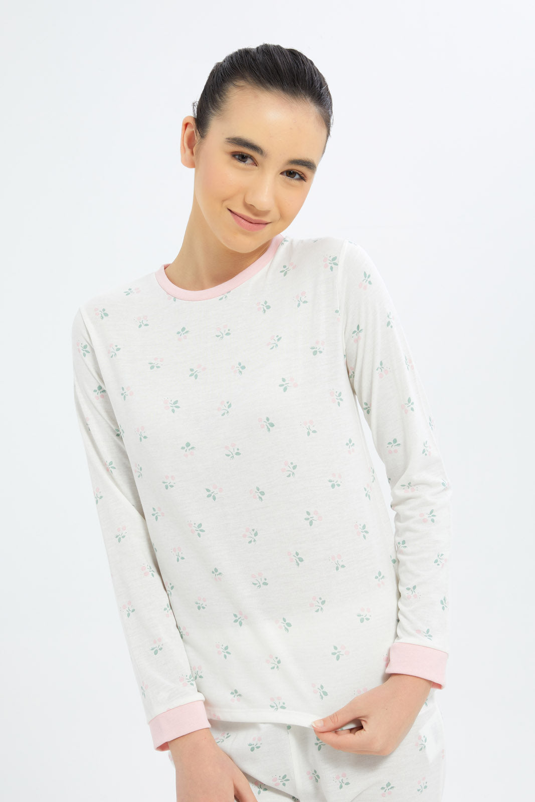 Redtag-Girls-White-Ditsy-Print-L/S-Pajama-Sets-Category:Pyjama-Sets,-Colour:White,-Deals:2-FOR-89,-Deals:New-In,-Dept:Girls,-Filter:Senior-Girls-(8-to-14-Yrs),-GSR-Pyjama-Sets,-H1:KWR,-H2:GSR,-H3:NWR,-H4:PJS,-New-In-GSR-APL,-Non-Sale,-S23A,-Season:S23A,-Section:Girls-(0-to-14Yrs)-Senior-Girls-9 to 14 Years