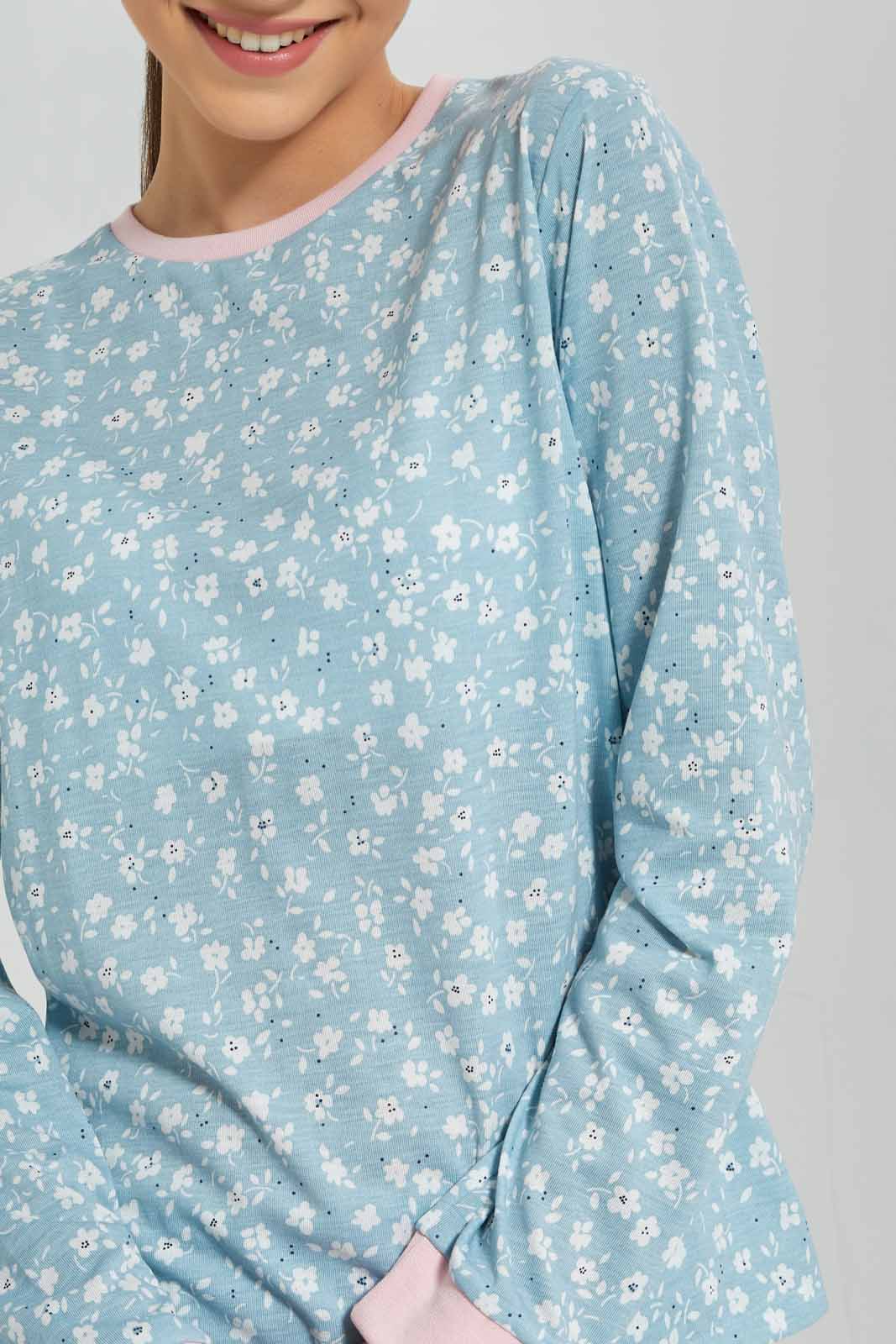 Redtag-Girls-Blue-Ditsy-Print-L/S-Pajama-Sets-Category:Pyjama-Sets,-Colour:Blue,-Deals:New-In,-Dept:Girls,-Filter:Senior-Girls-(8-to-14-Yrs),-GSR-Pyjama-Sets,-New-In-GSR-APL,-Non-Sale,-S23A,-Section:Girls-(0-to-14Yrs)-Senior-Girls-9 to 14 Years
