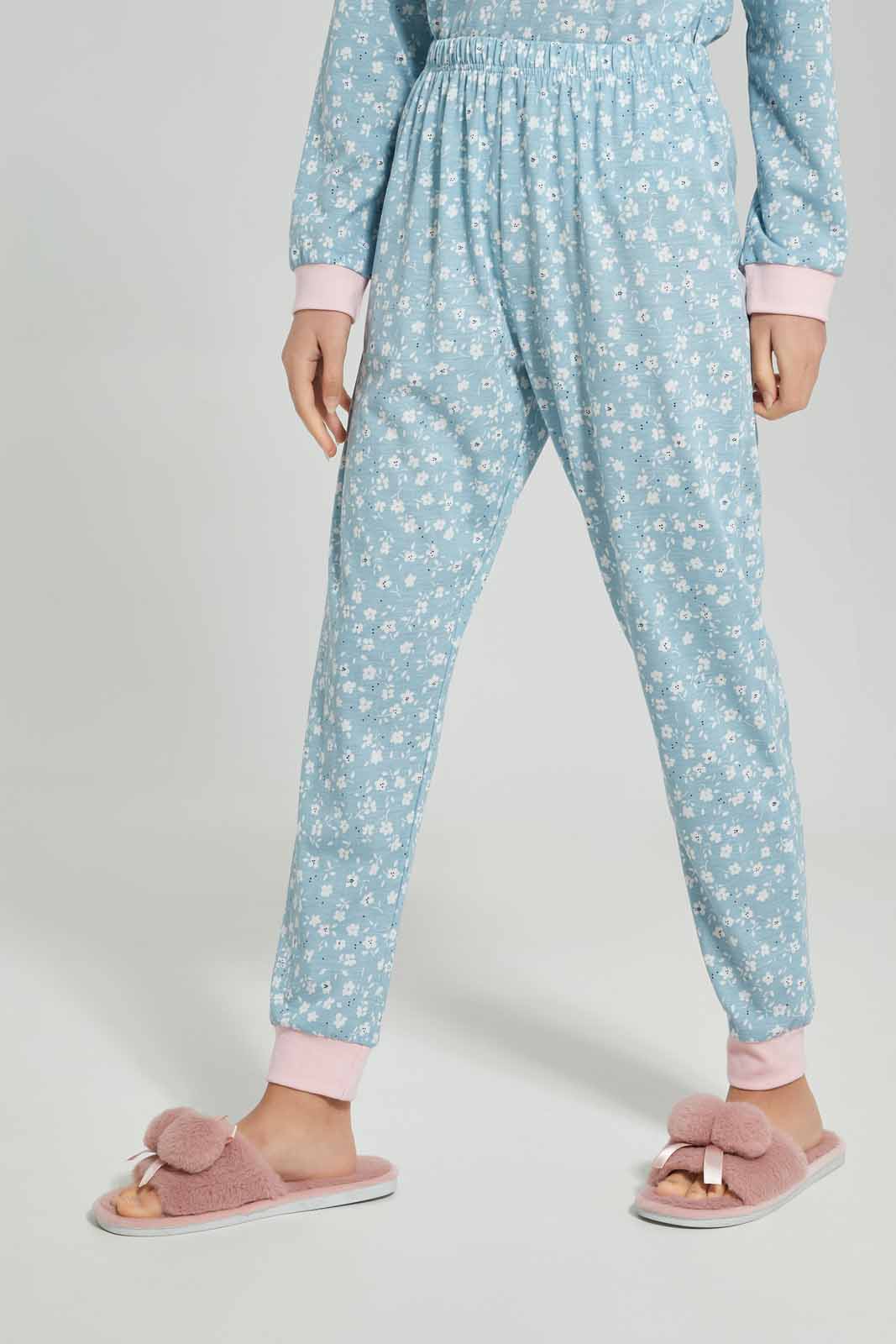 Redtag-Girls-Blue-Ditsy-Print-L/S-Pajama-Sets-Category:Pyjama-Sets,-Colour:Blue,-Deals:New-In,-Dept:Girls,-Filter:Senior-Girls-(8-to-14-Yrs),-GSR-Pyjama-Sets,-New-In-GSR-APL,-Non-Sale,-S23A,-Section:Girls-(0-to-14Yrs)-Senior-Girls-9 to 14 Years