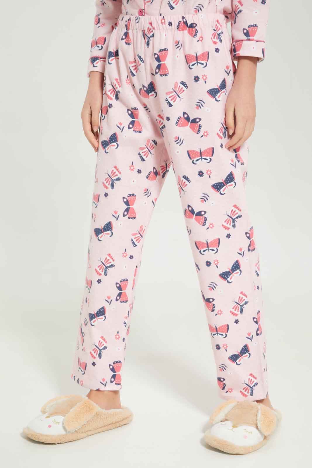 Redtag-Girls-Pink-Butterfly-Flannel-Shirt-2FOR89,-Category:Pyjama-Sets,-Colour:Apricot,-Deals:2-FOR-89,-Deals:New-In,-Dept:Girls,-Filter:Senior-Girls-(8-to-14-Yrs),-GSR-Pyjama-Sets,-New-In-GSR-APL,-Non-Sale,-S23A,-Section:Girls-(0-to-14Yrs)-Senior-Girls-9 to 14 Years