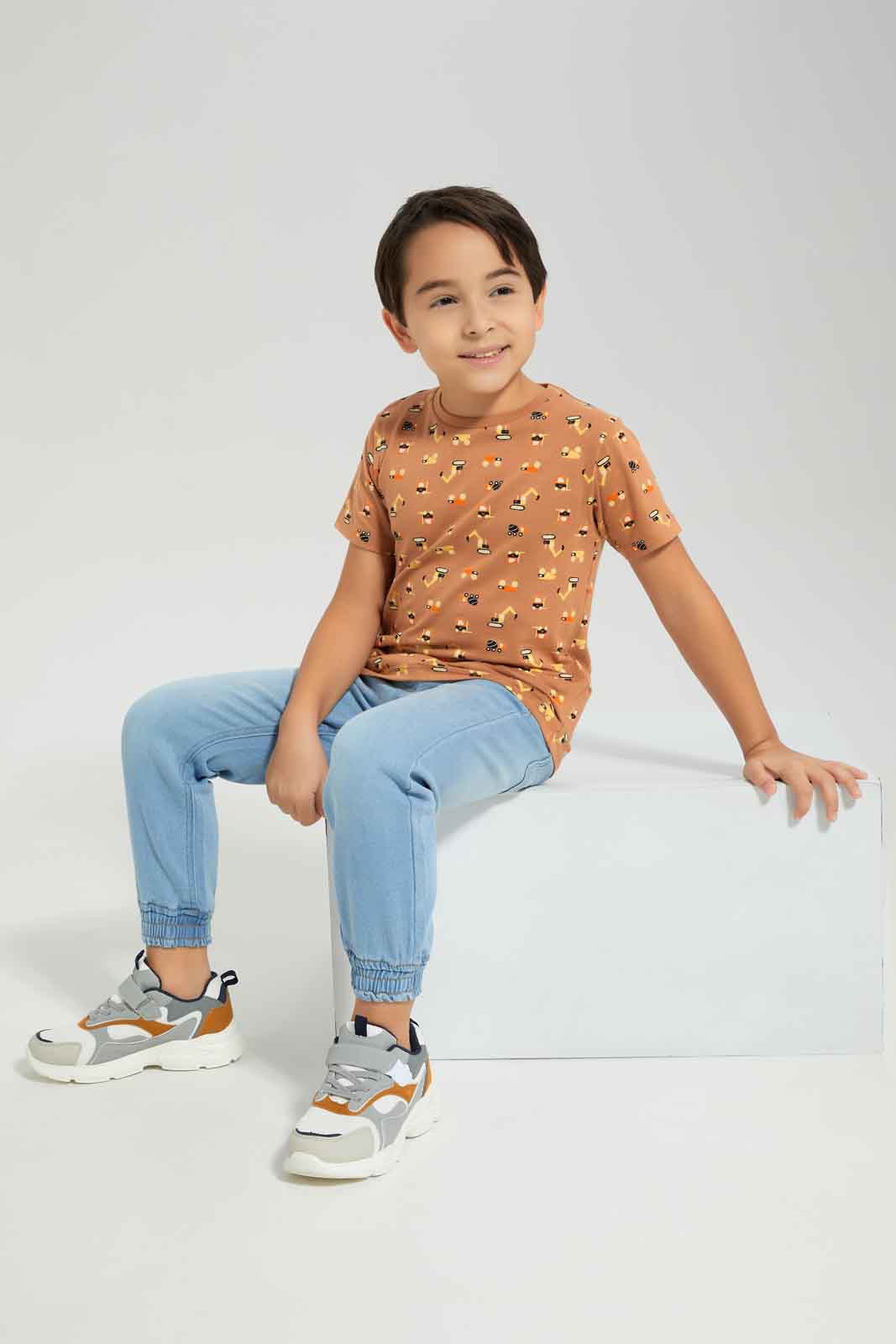 Redtag-Boys-Stone-Digger-Short-Sleeve-Aop-T-Shirt-BOY-T-Shirts,-Category:T-Shirts,-Colour:Beige,-Deals:New-In,-Dept:Boys,-Filter:Boys-(2-to-8-Yrs),-New-In-BOY-APL,-Non-Sale,-S23A,-Section:Boys-(0-to-14Yrs),-TBL-Boys-2 to 8 Years