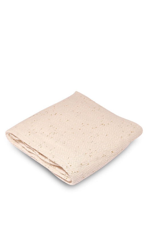 Redtag-Ivory/Gold-Woven-Throw-Category:Throws,-Colour:Ivory,-Deals:New-In,-Dept:Home,-Filter:Home-Bedroom,-HMW-BED-Throws,-New-In-HMW-BED,-Non-Sale,-S23A,-Section:Homewares-Home-Bedroom-