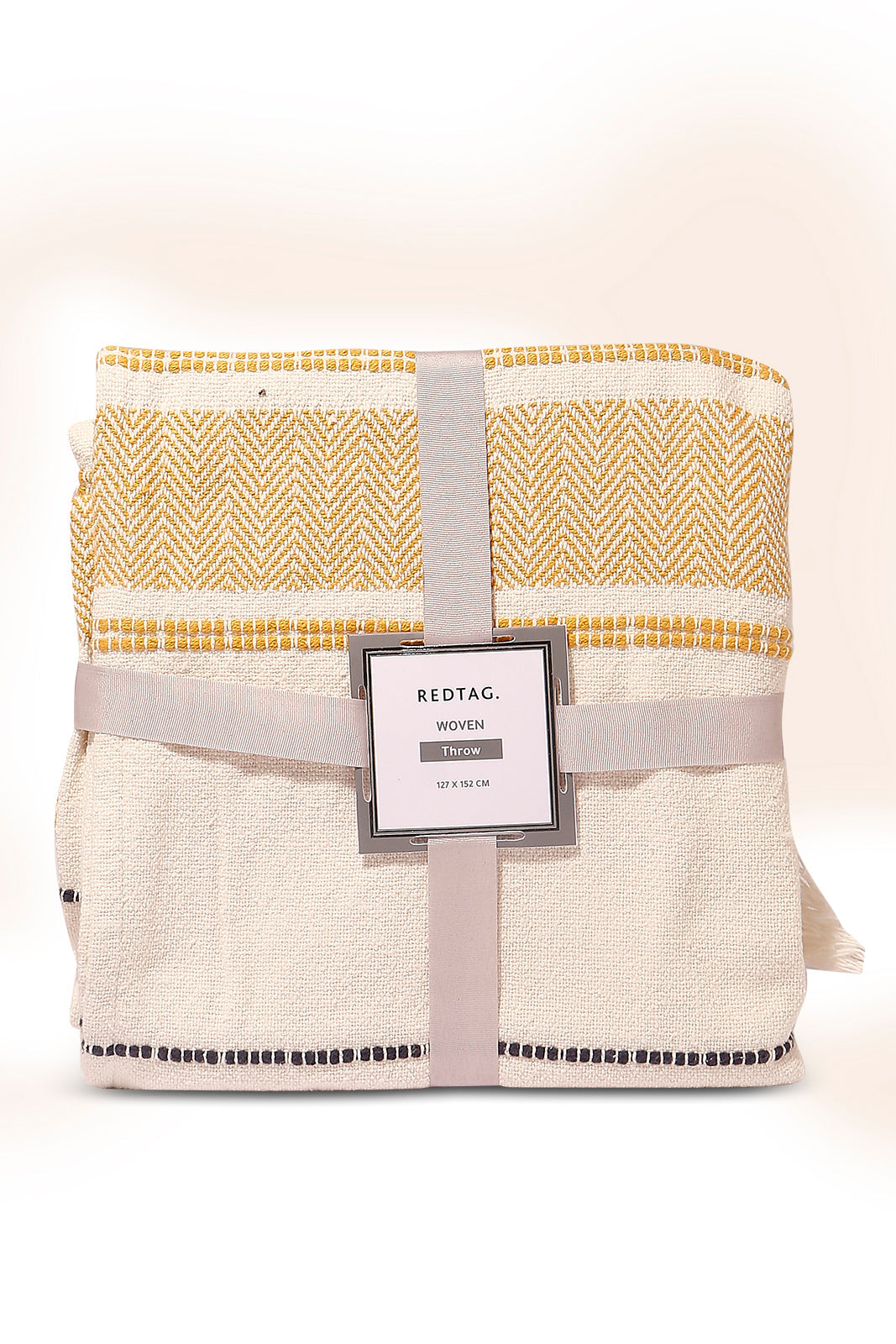 Redtag-Mustard-Stripe-Jacquard-Throw-Category:Throws,-Colour:Mustard,-Deals:New-In,-Dept:Home,-Filter:Home-Bedroom,-HMW-BED-Throws,-New-In-HMW-BED,-Non-Sale,-S23A,-Section:Homewares-Home-Bedroom-