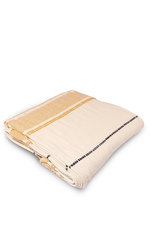 Redtag-Mustard-Stripe-Jacquard-Throw-Category:Throws,-Colour:Mustard,-Deals:New-In,-Dept:Home,-Filter:Home-Bedroom,-HMW-BED-Throws,-New-In-HMW-BED,-Non-Sale,-S23A,-Section:Homewares-Home-Bedroom-