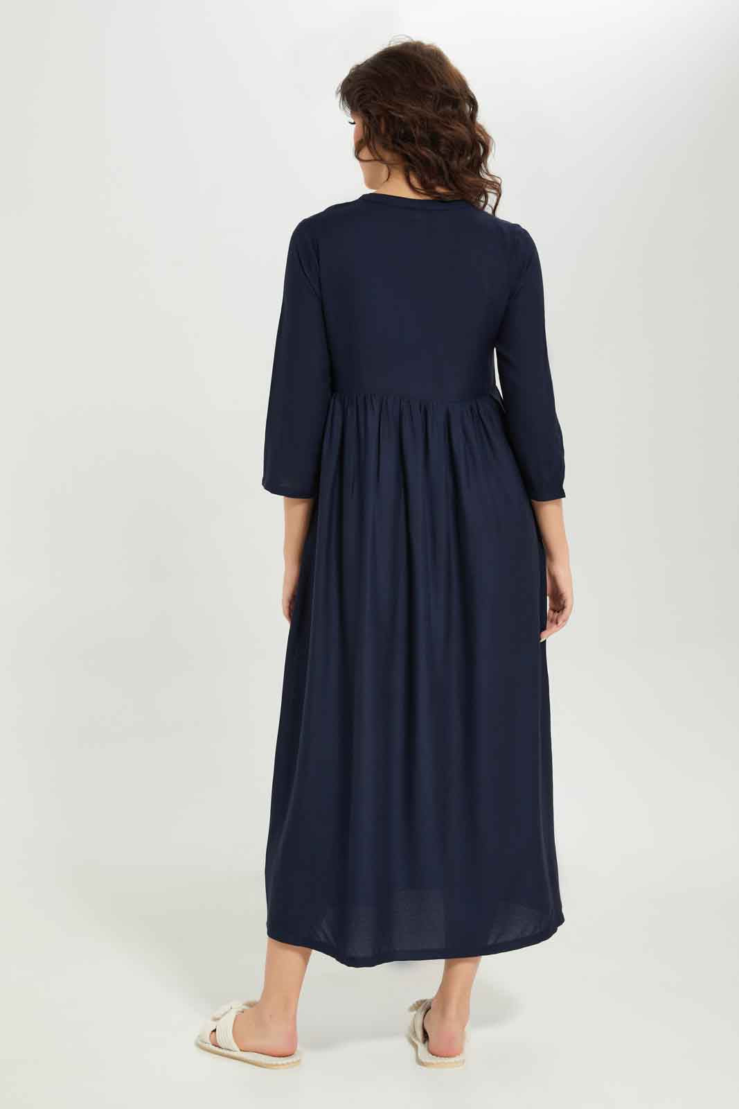 Redtag-Women-Navy-Solid-Kaftan-Nightgown-Category:Nightgowns,-Colour:Navy,-Deals:New-In,-Dept:Ladieswear,-Filter:Women's-Clothing,-New-In-Women-APL,-Non-Sale,-S23A,-Section:Women,-Women-Nightgowns--