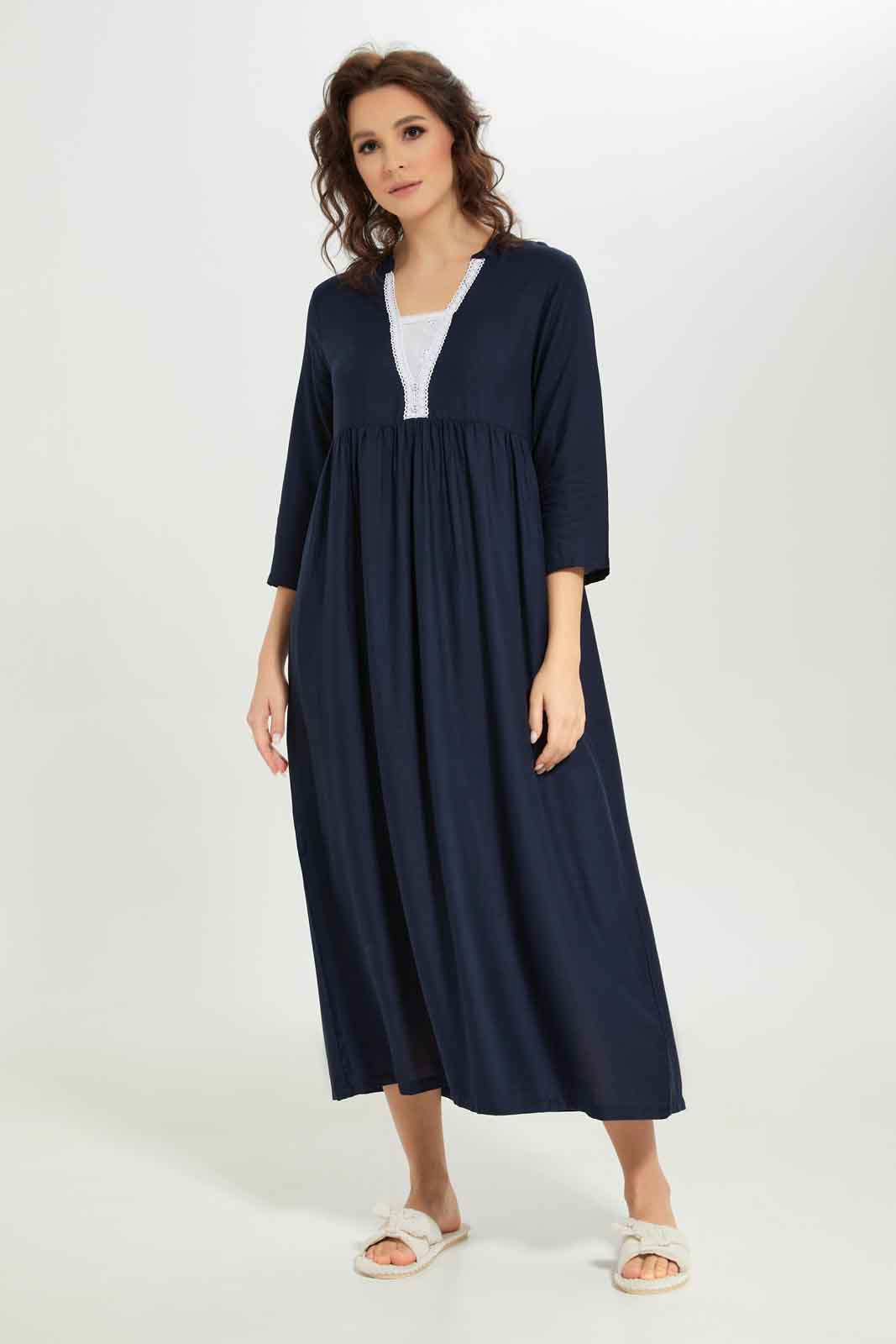 Redtag-Women-Navy-Solid-Kaftan-Nightgown-Category:Nightgowns,-Colour:Navy,-Deals:New-In,-Dept:Ladieswear,-Filter:Women's-Clothing,-New-In-Women-APL,-Non-Sale,-S23A,-Section:Women,-Women-Nightgowns--