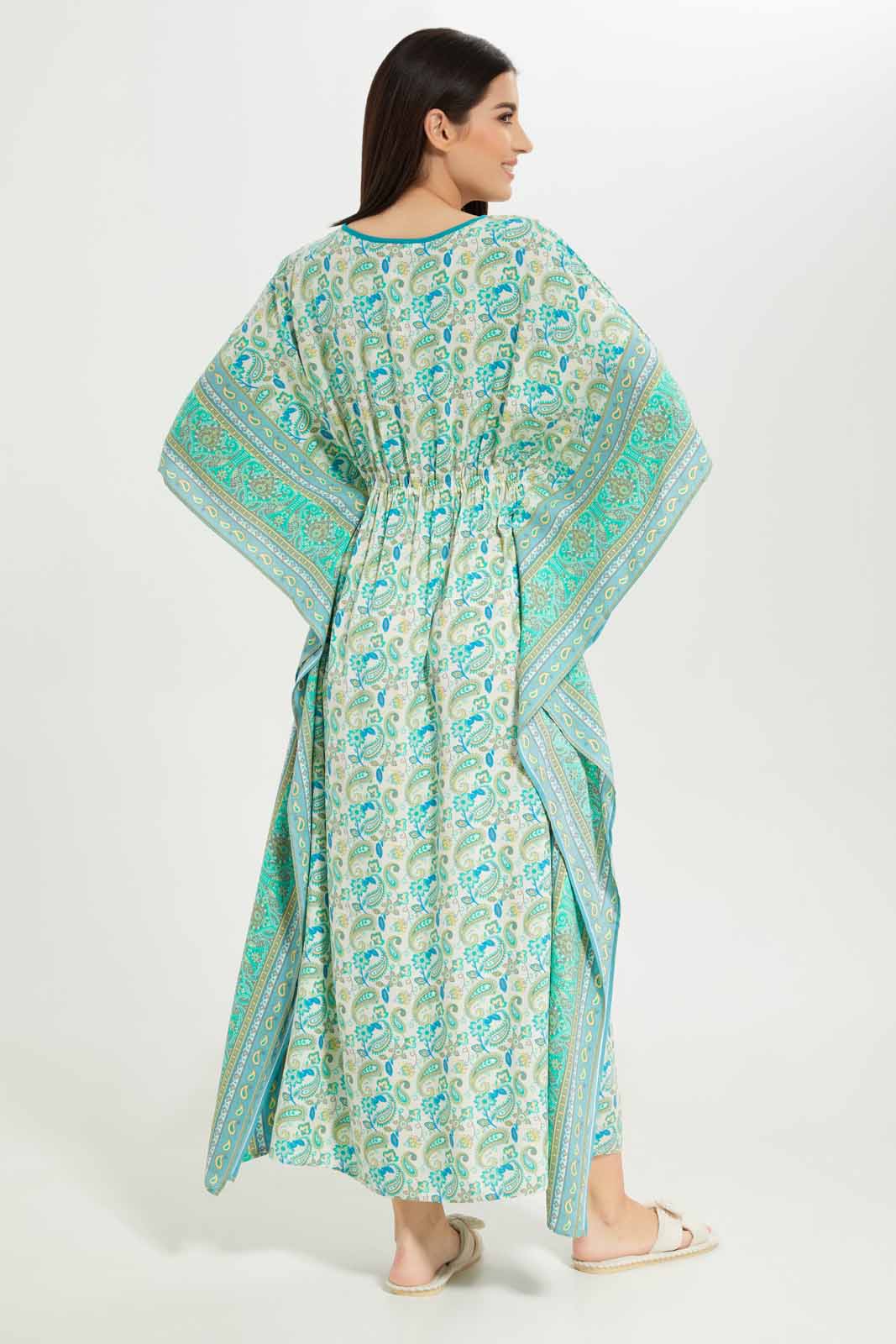 Redtag-Women-Green-Color-Aop-Kaftan-Nightgown-Category:Nightgowns,-Colour:Green,-Deals:New-In,-Dept:Ladieswear,-Filter:Women's-Clothing,-New-In-Women-APL,-Non-Sale,-S23A,-Section:Women,-Women-Nightgowns--